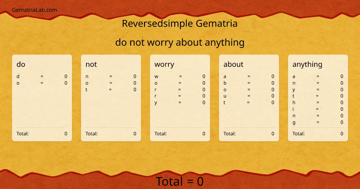 do not worry about anything in reversedsimple Gematria